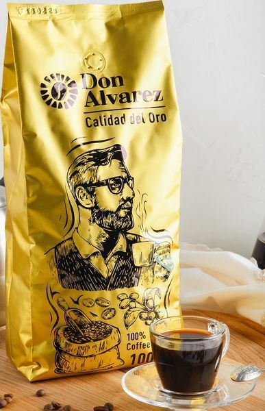 Don Alvarez Calidad del Oro Зерновой кофе 1 кг 70 % Арабика / 30% Робуста 0567 фото